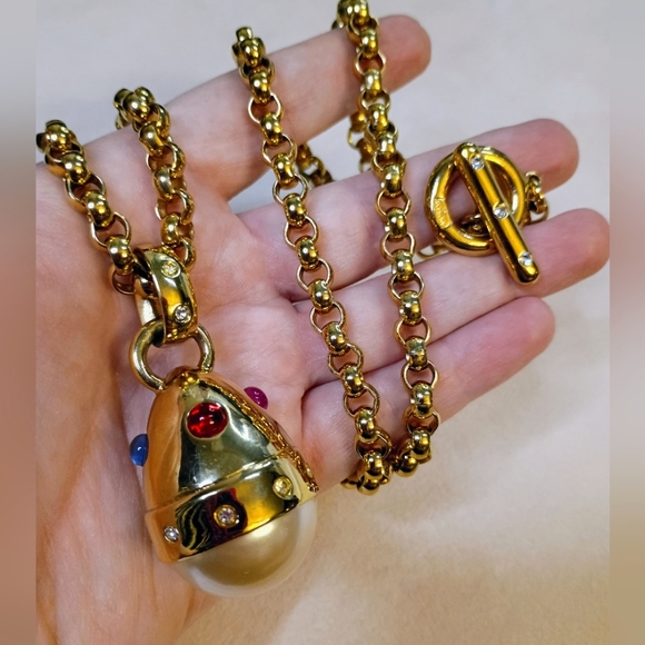 SOLD: Givenchy Vintage Crystals, Gripoix, And Faux Pearl Chunky Chain Necklace - Picture 1 of 17